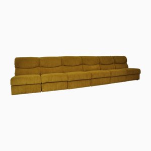 Yellow Corduroy Modular Sofa, 1970s, Set of 6