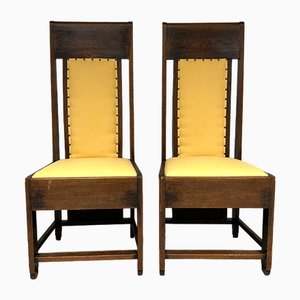 Vintage High Back Chairs, 1920s, Set of 2