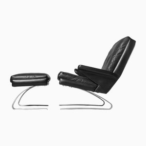 Fauteuil en Cuir avec Ottomane par Reinhold Adolf pour Cor, Allemagne, 1970s