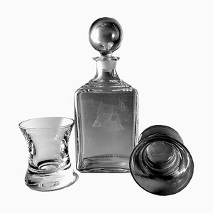 Italian Whiskey Bottle and Tumblers, Set of 3