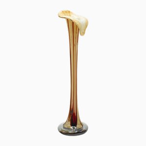 Tall Mid-Century Italian Stem Vase in Murano Glass Flower Sleeve, 1960s