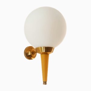 Yellow and Gold Wall Light with White Sphere from Stilnovo