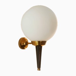 Gold and Black Wall Light with White Sphere from Stilnovo