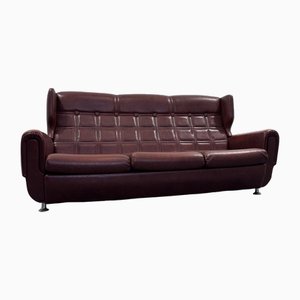 Dänisches Drei-Sitzer Ledersofa, 1970er