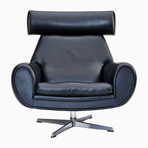 Danish Swivel Chair in Leather & Cast Aluminium, 1960s