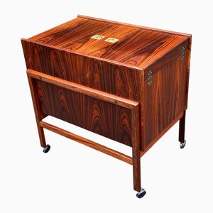 Midcentury Danish Rosewood Bar Trolley by Andreas Hansen for Arrebo Møbler, 1960s
