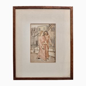 Carlo Carrà, Scena figurativa, Primi del '900, Acquarello