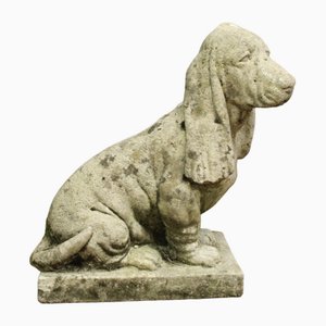 Escultura de cemento de Basset Hound, 1930