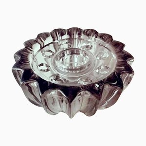 Art Deco Violet Molded Glass Flower Bowl by Pierre Davesn, 1930