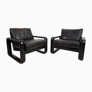 Vintage Hombre Leather Armchairs by Burkhard Vogtherr for Rosenthal, 1960s, Set of 2