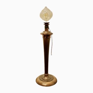 Lámpara de mesa Art Déco alta de nogal y cobre