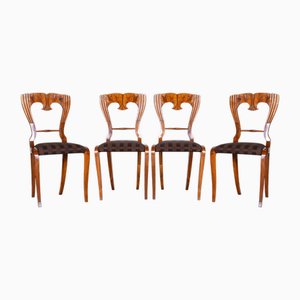 Biedermeier Chairs in Walnut, Czech, 1840s, Set of 4