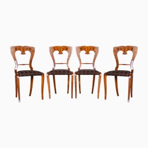 Biedermeier Stühle aus Nussholz, Tschechisch, 1840er, 4er Set