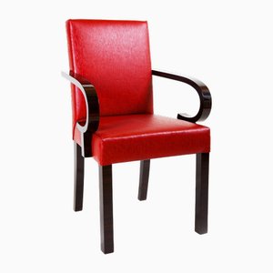 Set of Art Deco Armchairs in Macassar and Leather attributed to Dominique, France, 1920s