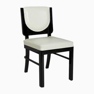 Art Deco Chairs in Ebony & Leather, France, 1920s, Set of 4