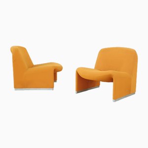 Alky Yellow Armchairs by Giancarlo Piretti for Castelli / Anonima Castelli, 1970s, Set of 2