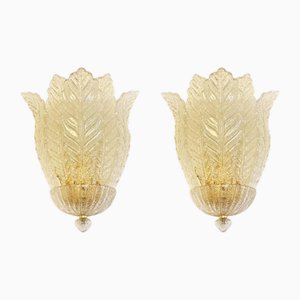 Transparente Graniglia Leaf Murano Glas Wandleuchten von Simoeng, 2er Set