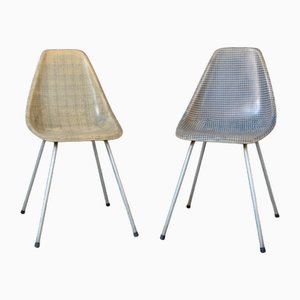 Set of French La Cigogne Chairs in Steel and Fiberglass, 1950s