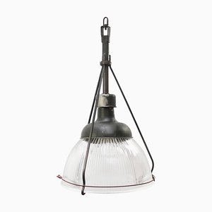Lampe à Suspension Industrielle Vintage en Verre Clair de Holophane, Etats-Unis