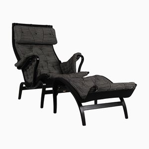 Pernilla Lounge Chair with Ottoman Annivesary Edition attributed to Bruno Mathsson for Dux, 1980s
