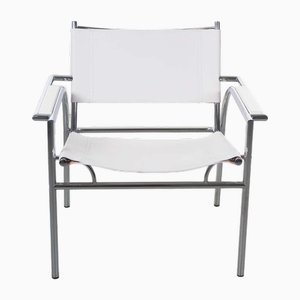 White Leather Chair by G. Vollenbrock Hennie De Jong, 1980s