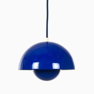 Blue Enamel Flowerpot by Verner Panton for Louis Poulsen, 1960s