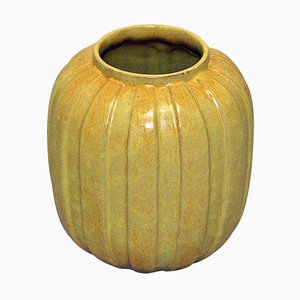 Vaso vintage in ceramica gialla di Upsala-Ekeby, Svezia, anni '40