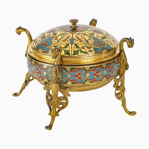 19th Century Napoleon III Enamelled Bronze Box by F. Barbedienne