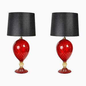 Murano Glass Table Lamps, 1950s, Set of 2
