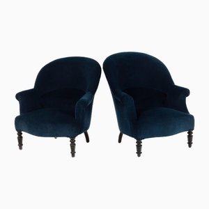Blue Velvet Toad Armchairs, Set of 2