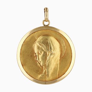 French Bauchy 18 Karat Yellow Gold Virgin Mary Medal, 1960s