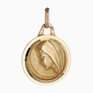 18 Karat Yellow Gold Virgin Mary Haloed Medal
