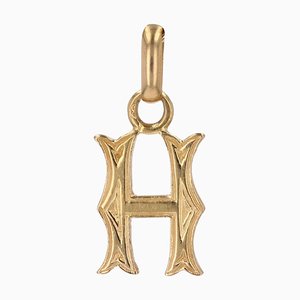 French 18 Karat Yellow Gold Letter H Charm Pendant, 1890s