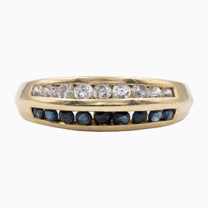 Vintage Ring in 8k Yellow Gold with Sapphires and White Stones