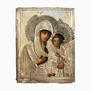 Icono de la Virgen y el niño con Riza, siglo XIX