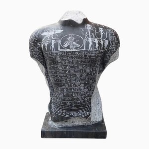 Handgeschnitzte Büste im antiken ägyptischen Stil, 20. Jh., Marmor