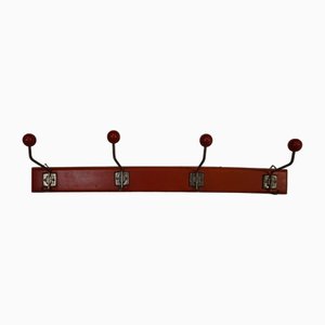 Coat Hook Rack in Red with Patina