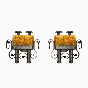 Lampade da parete brutaliste, anni '60, set di 2