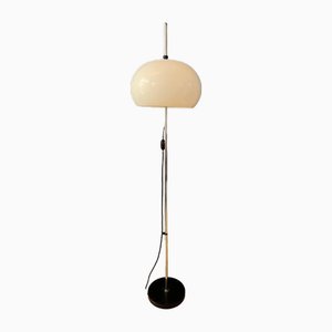 Lampada da terra Mushroom Mid-Century con paralume in vetro acrilico bianco