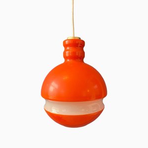 Mid-Century Orange and White Glass Pendant Lamp from Peill & Putzler