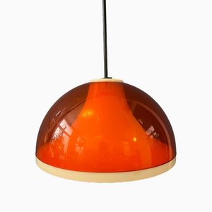 Lámpara colgante era espacial de vidrio acrílico ahumado en naranja de Dijkstra