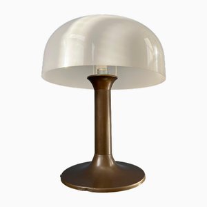 Mid-Century Space Age Mushroom Tischlampe in Braun & Weiß