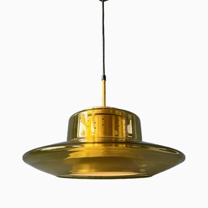 Mid-Century Space Age Yellow Smoked Glass Pendant Lamp from Dijkstra
