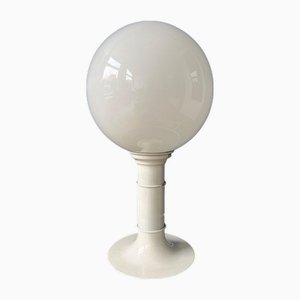 Space Age White Woja Holland Table Lamp with Opaline Glass Shade