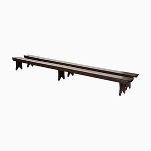 English Convent Pine Benches, 1890, Set of 2