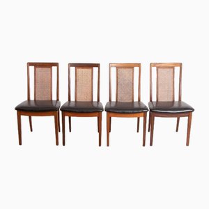 Midcentury Afromosia Chairs with Rattan Backs from G-Plan, 1960s, Set of 4
