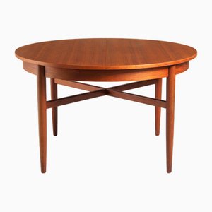 Midcentury Danish Round Extending Teak Dining Table, 1960