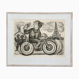Henry Heerup, Jorn on His Way to Paris, 20th Century, Lithograph