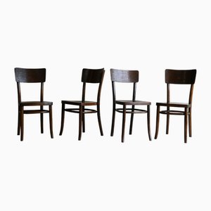 Simulated Crocodile Skin and Bentwood Kitchen Chairs, Set of 4