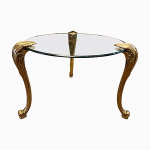 French Brass and Glass Gueridon Table, 1970